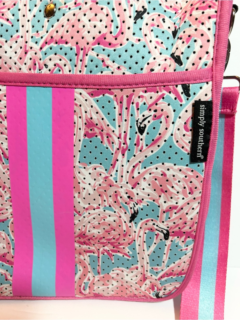 SIMPLY SOUTHERN - NEOPRENE CROSSBODY PURSE- Flamingo - Picture 3 of 6